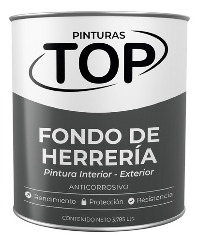 Pintura Top Fondo Herreria Gris Mate 1/4 Galon