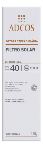 Protetor Solar Gel-Creme Facial FPS 40 Adcos Caixa 120g
