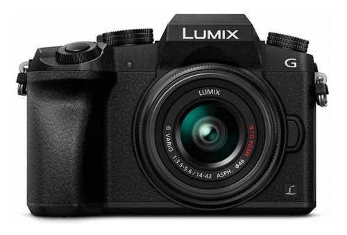 Panasonic Lumix Kit G7 + lente 14-42mm + lente 45-150mm DMC-G7W sin espejo color  negro