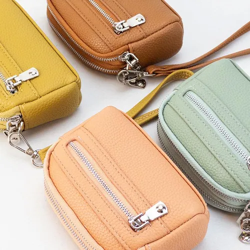 Monedero Doble Cierre Bolsillo Monedas Dama Lincolns Color Melon