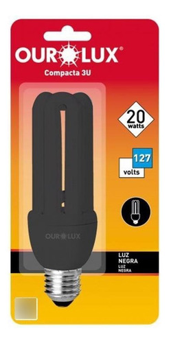 3 Pç Luz Negra Lampada Eletronica 3u 20w Neon Ourolux 110v/220v