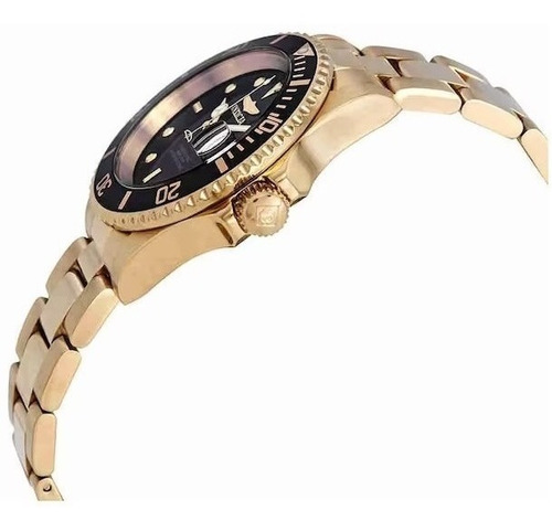 Reloj pulsera Invicta 26975 con correa de acero inoxidable color oro - fondo negro - bisel negro/oro