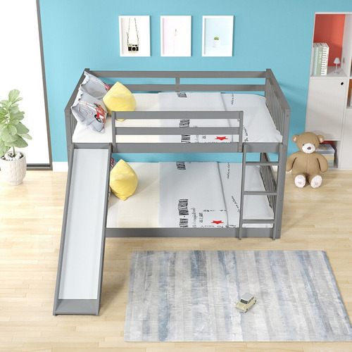 Litera Completa Con Tobogán De Dormitorio Para Niños Gris