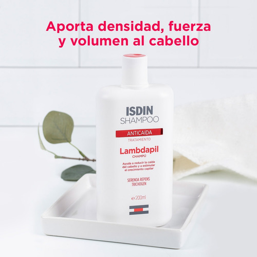Imagen 6 de 7 de Shampoo Isdin Lambdapil Anticaída en botella de 200mL por 1 unidad
