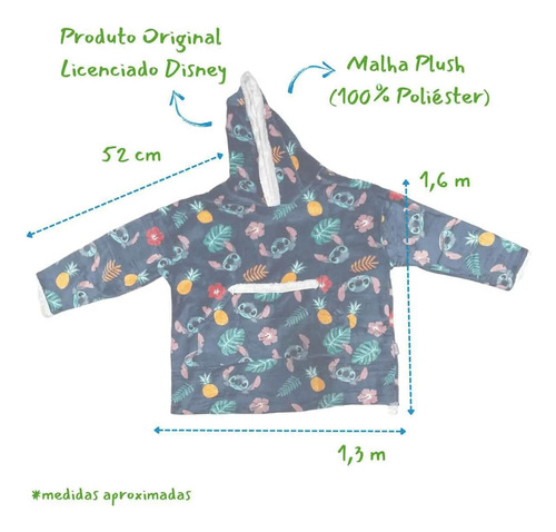 Cobertor Com Mangas Moletom Com Capuz Hoodie Stitch