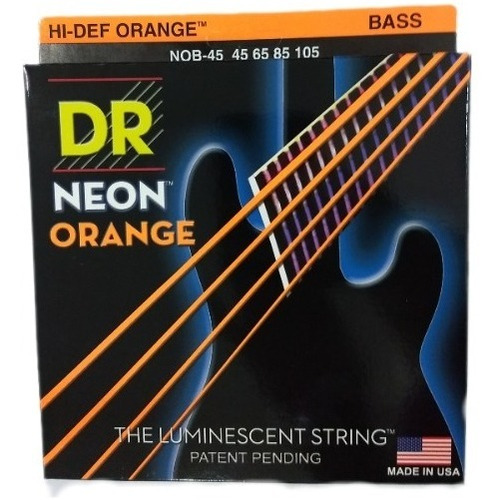 Encordado Dr Bajo Neon Orange 045-105 Nob 45 Fluorescentes 