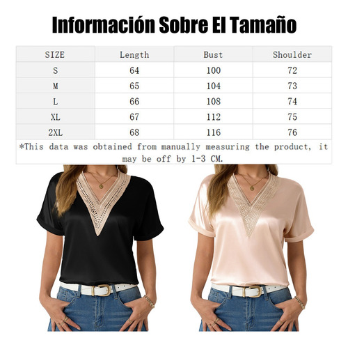 Blusa Moda Casual De Encaje Con Cuello En V Para Mujer