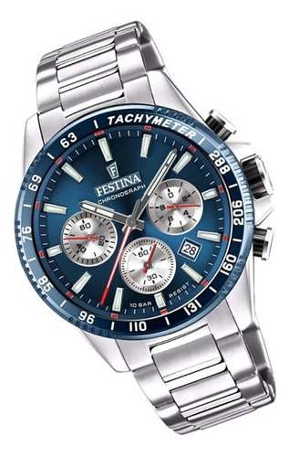 Relógio masculino Festina Steel Chronograph Date Blue F20560.2