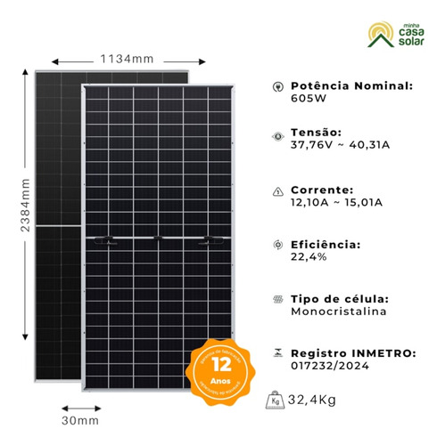 Placa Tsun 605w Kit Energia 10 Unid C/ Frete Grátis