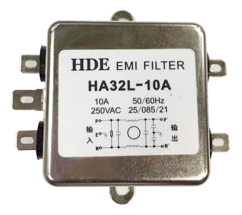 Filtro Emi De Ca Monofásico, Ha32l-10a 250vac 50hz / 60hz
