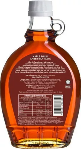 Xarope de Bordo Canada Pure Maple Syrup 100% 250ml (2 unidades