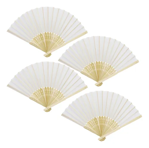 comprar 20 Abanico Blanco Madera Tela Boda Recuerdo Economicos