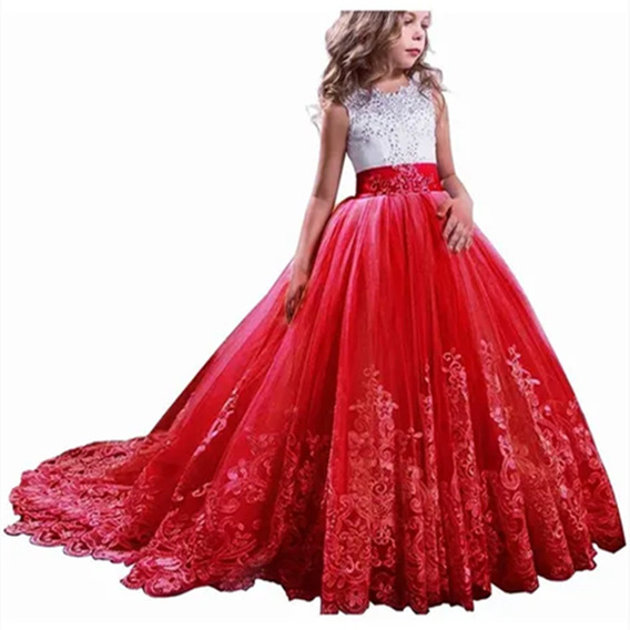 Vestido Princesa Boda Cumpleaños Fiesta Rojo Niña | Meses sin intereses