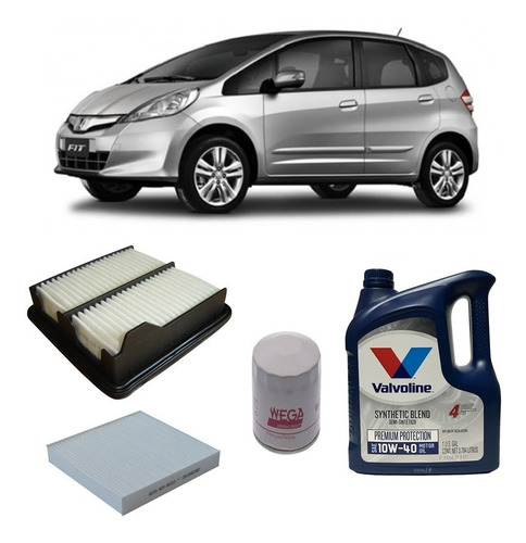 Kit 3 Filtros Wega Honda Fit 2008/2013 Y Valvoline 10w40 X4