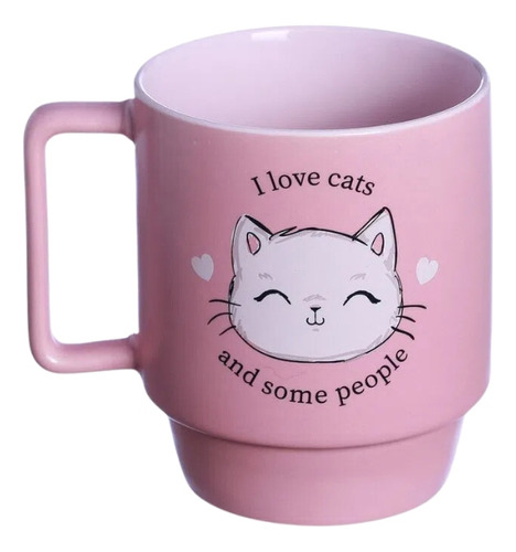 Caneca Tina 400 Ml Zona Criativa Cor I Love Cats Emoticons