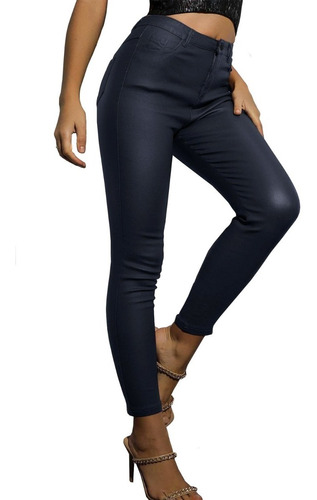 Jeans Eco Cuero Calce Perfecto Tiro Alto Elasticados