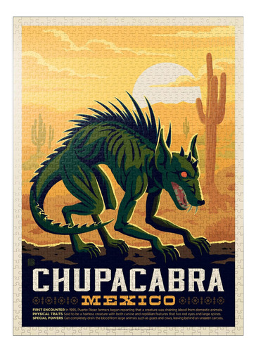 Mythical Creatures: Chupacabra, Vintage Poster - Rompecabeza