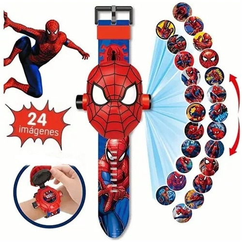 Reloj Proyector Niños Dibujos Animados 24 Imágenes Spiderman