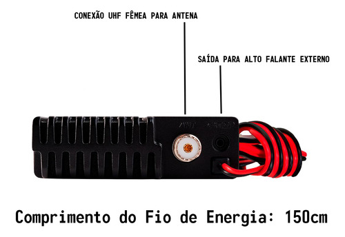 Rádio Px 80 Canais Antena Argentina Black Cabo Parafusos
