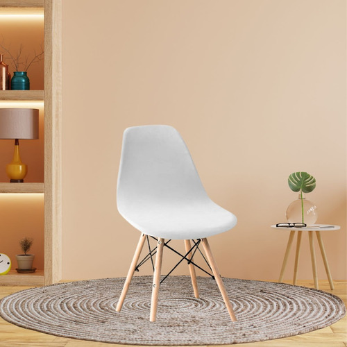 08 Capa De Cadeira Charles Eiffel Nordic Eames Luxo De Malha Cor Branco Desenho Do Tecido Liso