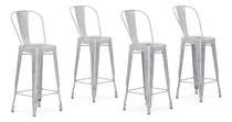 Comprar Set De 4 Bancos Con Respaldo Tipo Tolix Metálicos Para Barra Color Brush