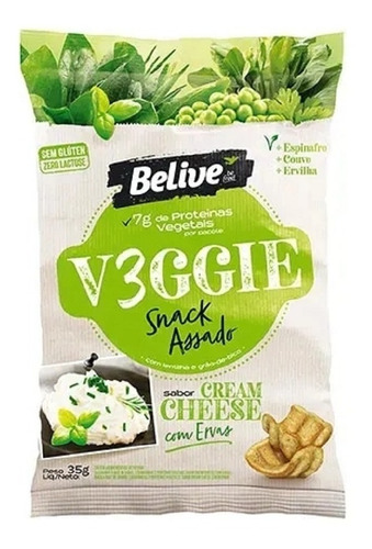 Veggie Snack Belive Sabor Cream Cheese Com Ervas 35g