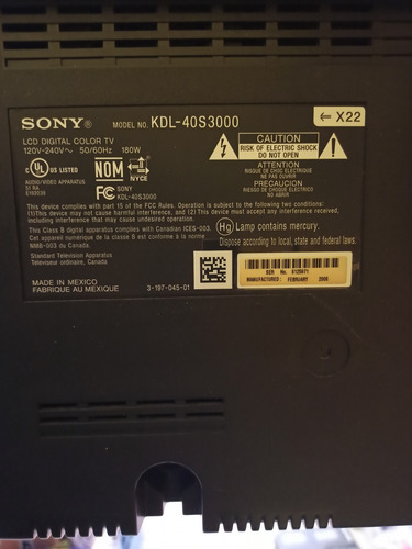 Imagen 3 de 6 de Televisor Sony Bravia Lcd 40 Modelo Kdl-40s3000 Tv Impecable