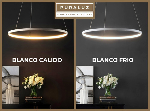 Imagen 3 de 10 de Lampara Colgante Led Circular Doble 28/44 50w 2 Luces Araña