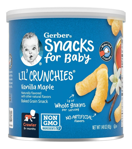 Gerber Lil Crunchies Snack Para Bebé Sabor Vanilla Maple 42g