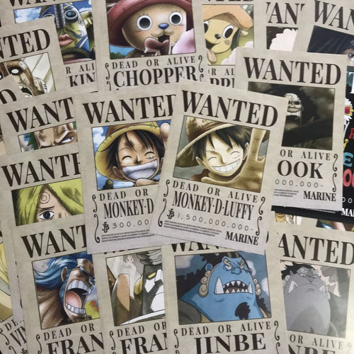 Imagen 1 de 6 de Cartel Wanted Mugiwara X 18 One Piece Combo Recompensas