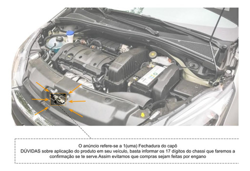 Fechadura Trava Capô 208 2008 Peugeot 9673285680