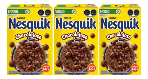 3 Cereal Nestlé Nesquik Sabor Chocolate 620g