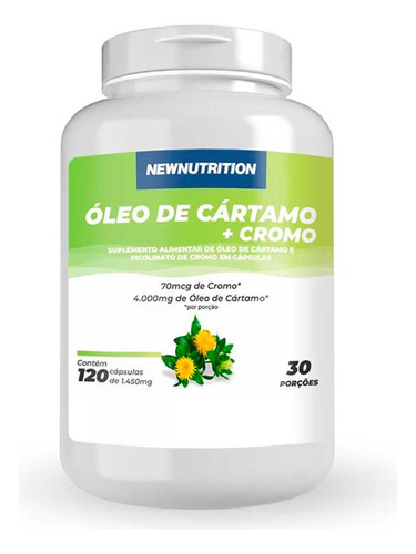 Suplemento em Cápsulas NewNutrition Óleo de Cártamo + Picolinato de Cromo em Pote de 120 Cápsulas