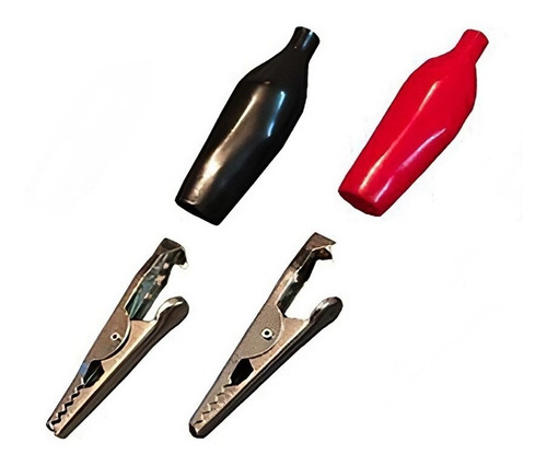 Lote 10x Pinza Cocodrilo Grande 43mm Roja Y Negra -pdiy-