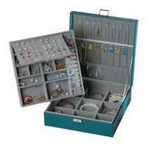 Comprar Joyero Organizador Premium 2 Capas Con Llave Anillos Collar