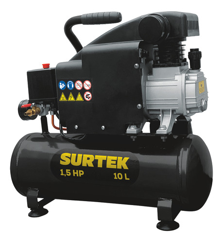 Compresor Aire Eléctrico Lubricado 10lt 1.5hp 127v Surtek