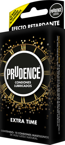 10 Condones Lubricados Prudence Extra Time Con Retardante