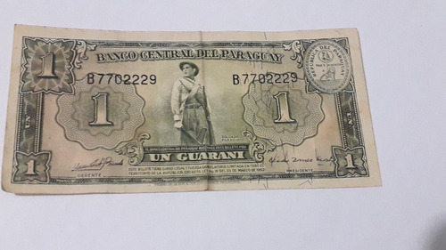 Billete Paraguay 1 Guarani 1952 Serie B Cat. 081