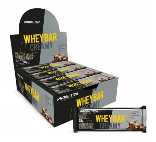 Barra De Proteína Whey Bar Creamy 38g Probiótica Sabor Amendoim com caramelo