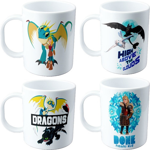 Juego De Tazas De Plastico - Como Entrenar A Tu Dragón X4