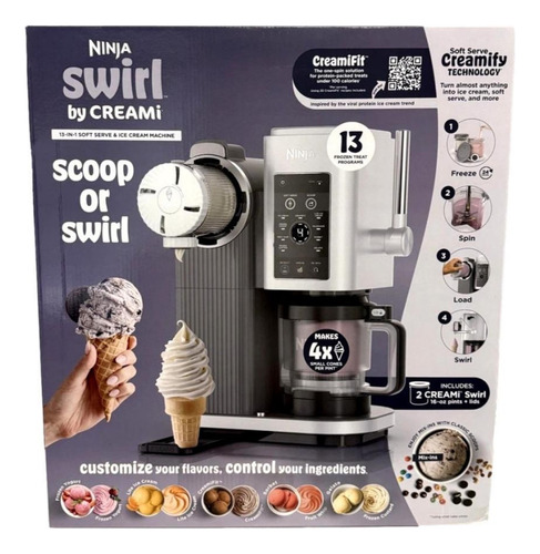 Máquina De Sorvete Ninja Swirl By Creami Nc701 120v Prateado