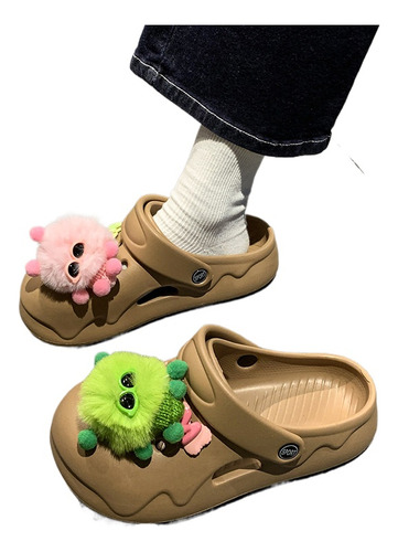 Chanclas De Niña Con Bonitos Accesorios De Peluche