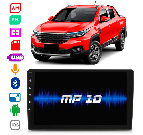 Som Fiat Strada 2020 A 2023 9 Polegadas Bluetooth Usb Fm Esp