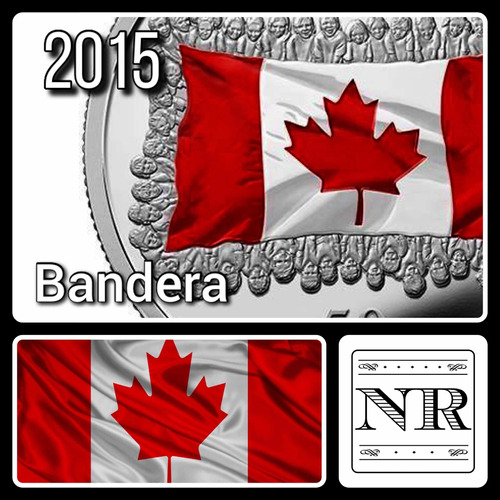 Set 2 Monedas 25 Cents - Bandera Canada Esmaltada 2015