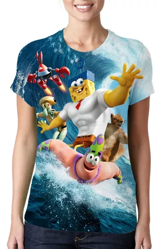 Camiseta Bob Esponja Um Herói Fora D´água - Mod 02