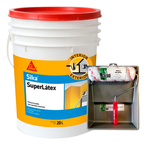 Pintura Latex Int Ext Superlatex 20l Sika + Bandeja +rodillo