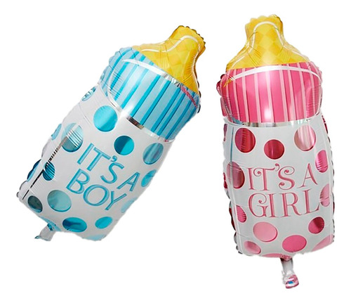 Set De Pareja De Globos Biberon Tetero Baby Shower 20x39 Cm