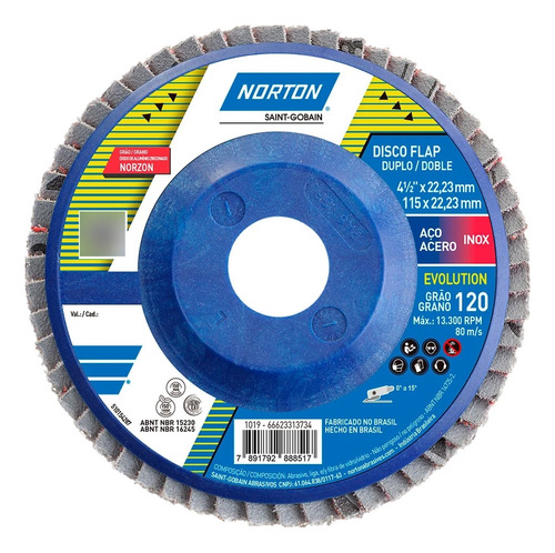 12 Unid- Flap Disc 115 X 22 Mm - Norton Evolution Div_grãos