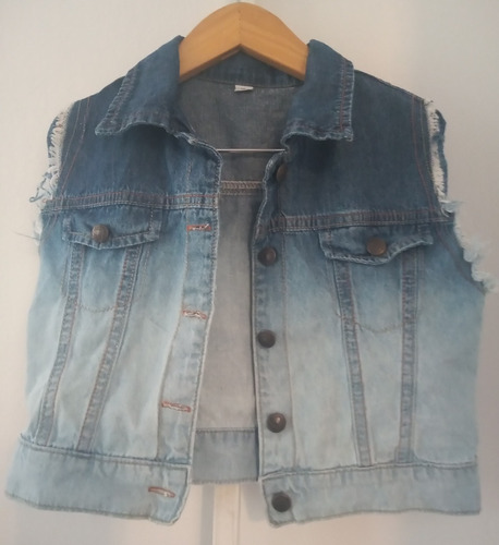 Chaleco De Jeans Con Aplique De Brillos. Talle 10