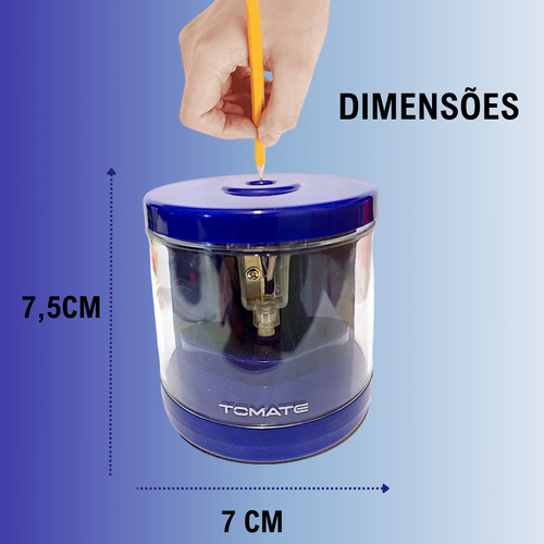 3u Apontador Elétrico A Pilha Lápis Comum C/ Depósito C/azul